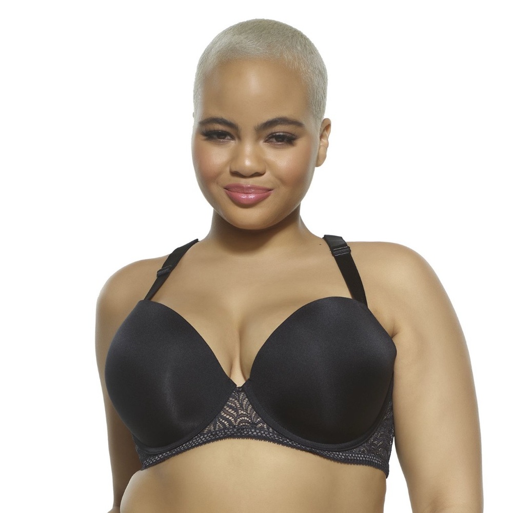 New Paramour by Felina Carolina Lace-Back Full-Figure Contour Bra -Black